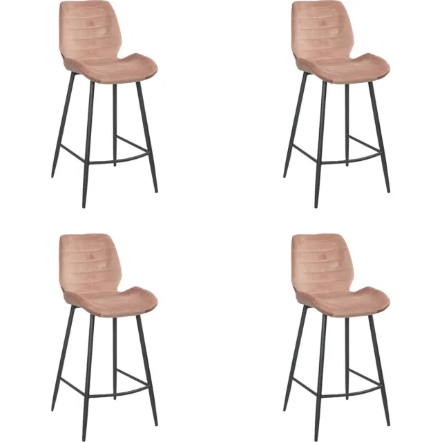 Bronx71 Velvet barkruk Toby roze 71 cm - Barkrukken set van 4 - barstoel