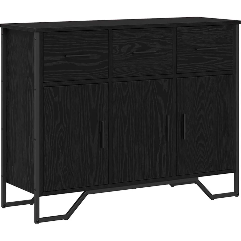 vidaXL Dressoir Zwart Eiken 97 x 32,5 x 74,5 cm, foto 3