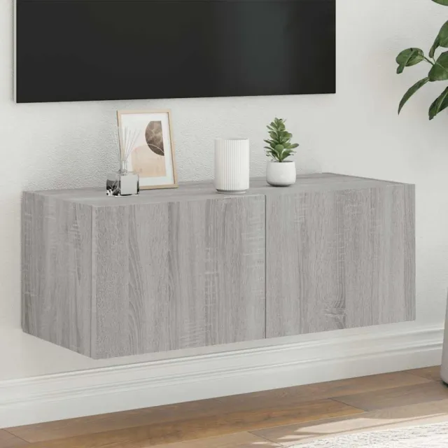 vidaXL Tv-wandmeubel met LED-verlichting 80x35x31 cm grijs sonoma, foto 2