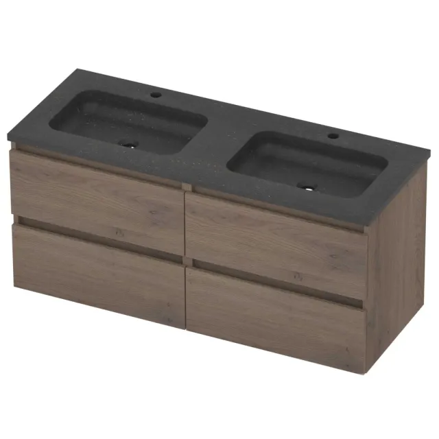 Basic-Line Rocky 46 Badmeubelset Hardsteen 120x46x54 cm R46bsedo2x602 Dusk Oak Blue Stone Grijs