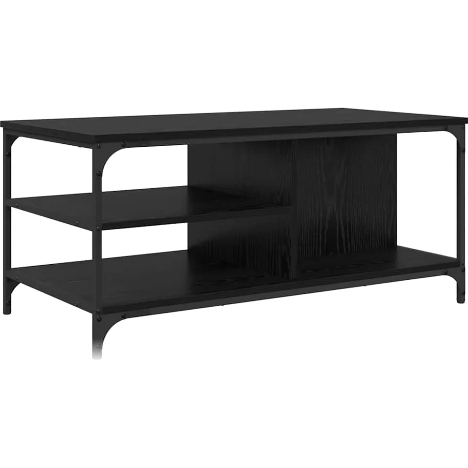 vidaXL Salontafel Zwart Eiken 100 x 50 x 45 cm Bewerkt hout, foto 3