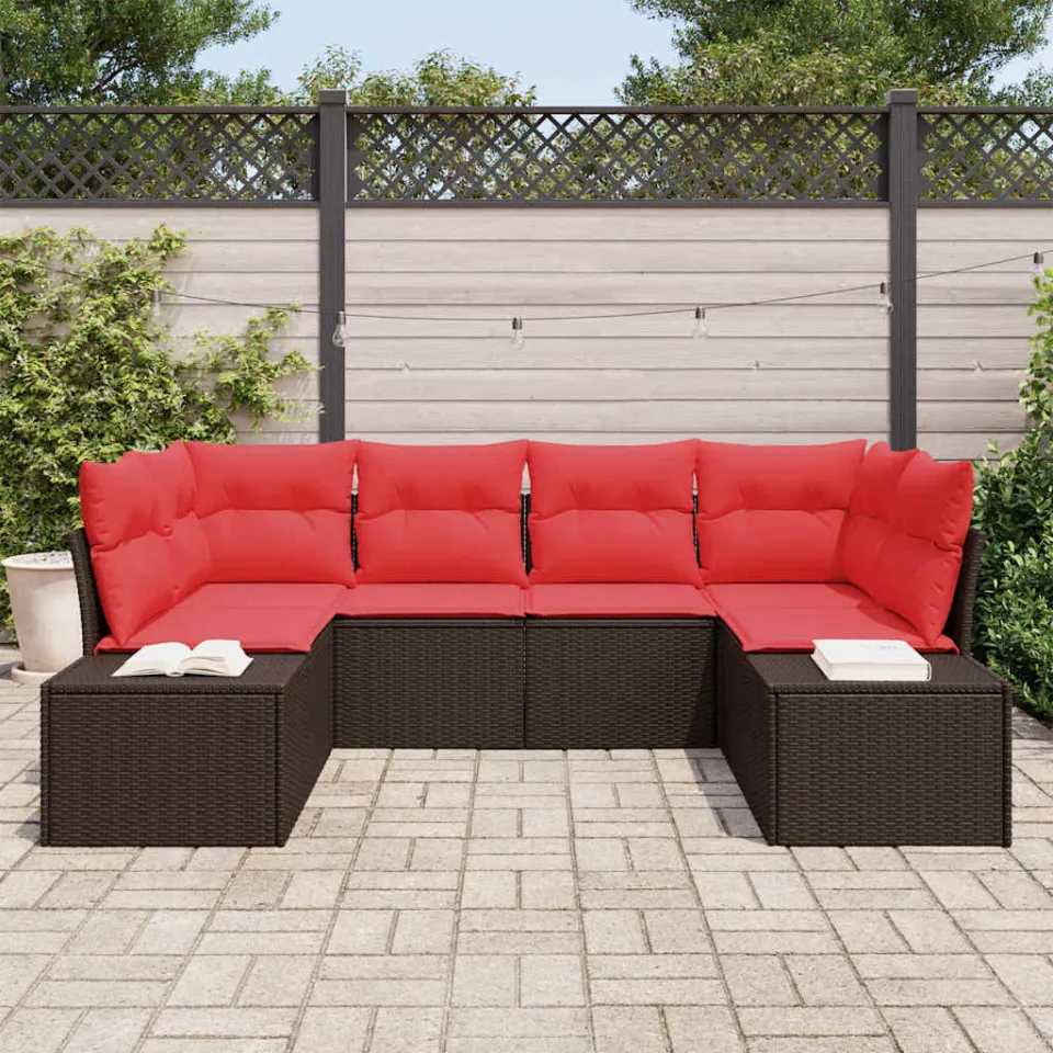 vidaXL Tuin Sofa Set 6 st Bruin poly rattan, foto 3
