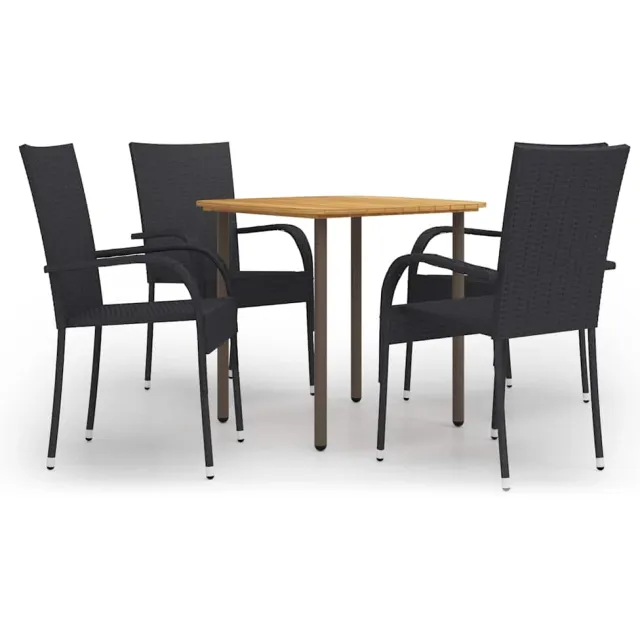vidaXL 5-delige Tuinset poly rattan zwart, foto 2