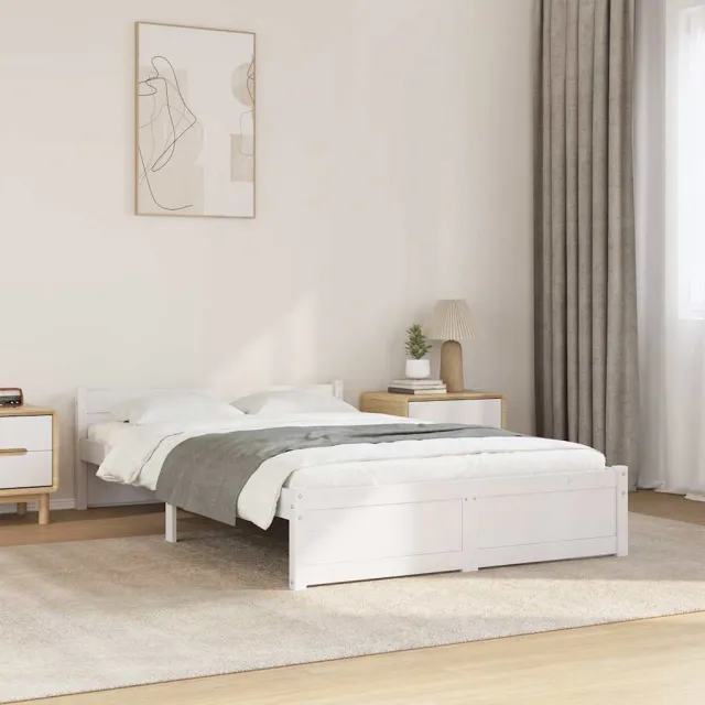vidaXL Bedframe massief hout wit 120x190 cm