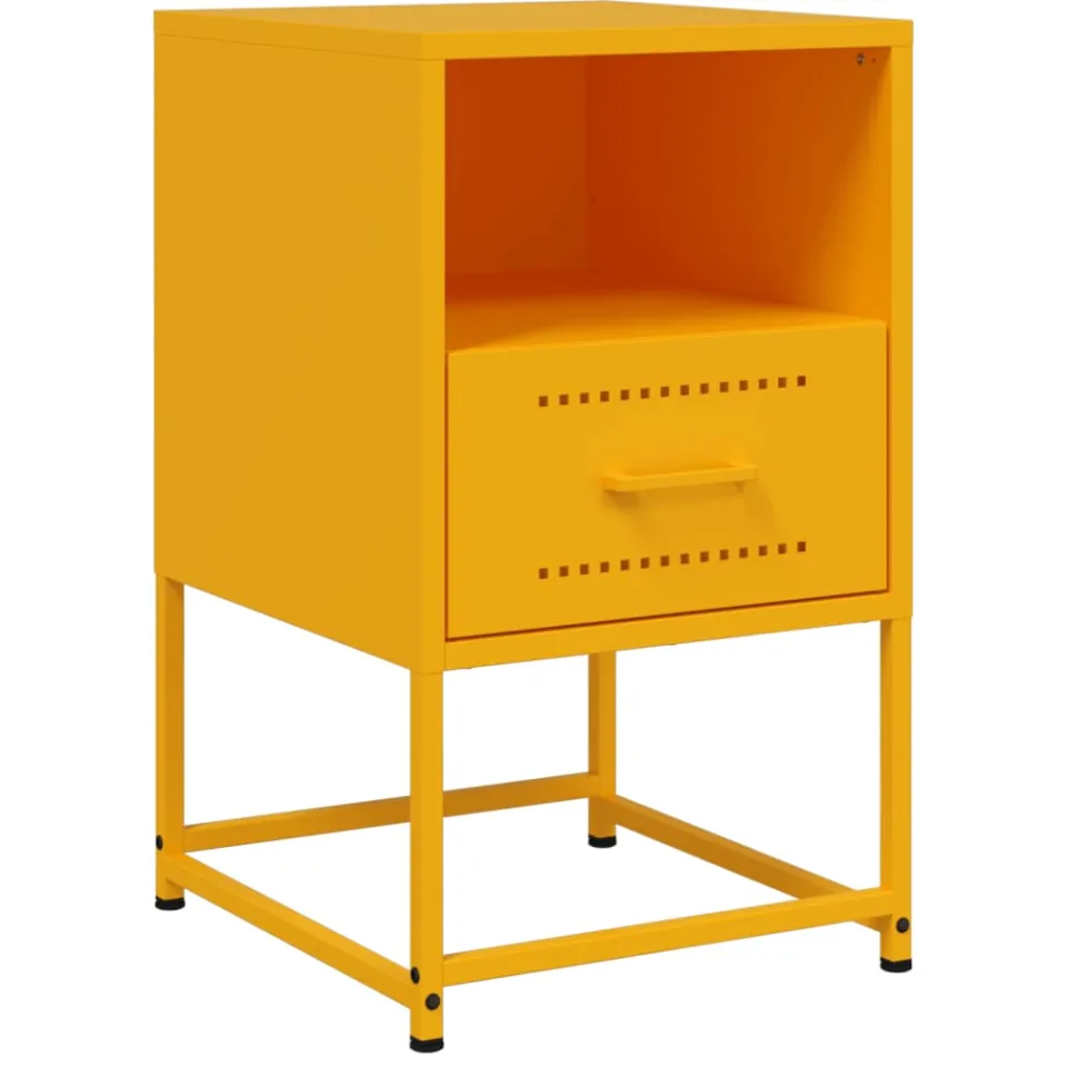 vidaXL Nachtkastjes 2 st 36x39x60,5 cm staal mosterdgeel, foto 4