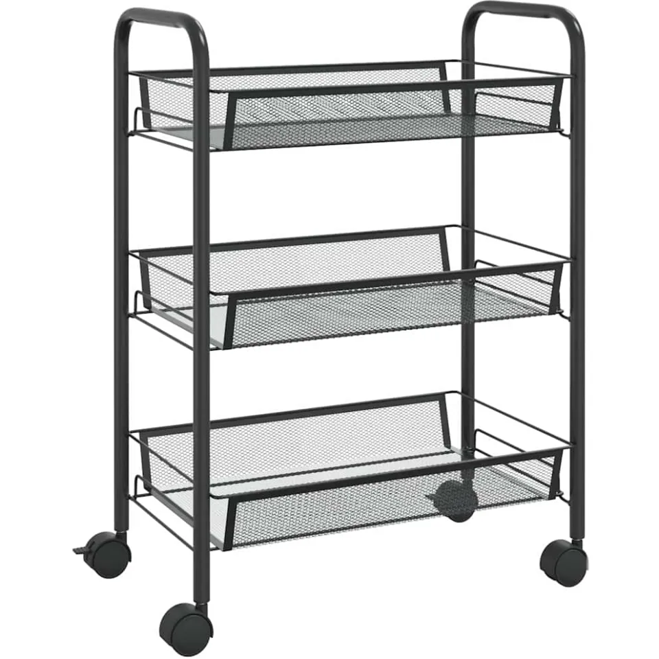 vidaXL Keukentrolley 3-laags 46x26x64 cm ijzer zwart, foto 3