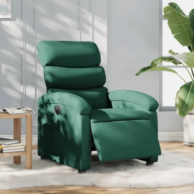 vidaXL Fauteuil verstelbaar elektrisch stof donkergroen groen