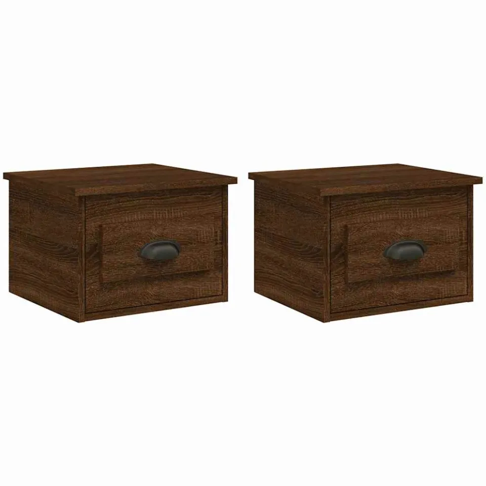 vidaXL Nachtkastjes 2 st wandgemonteerd 41,5x36x28 cm bruin eikenkleur