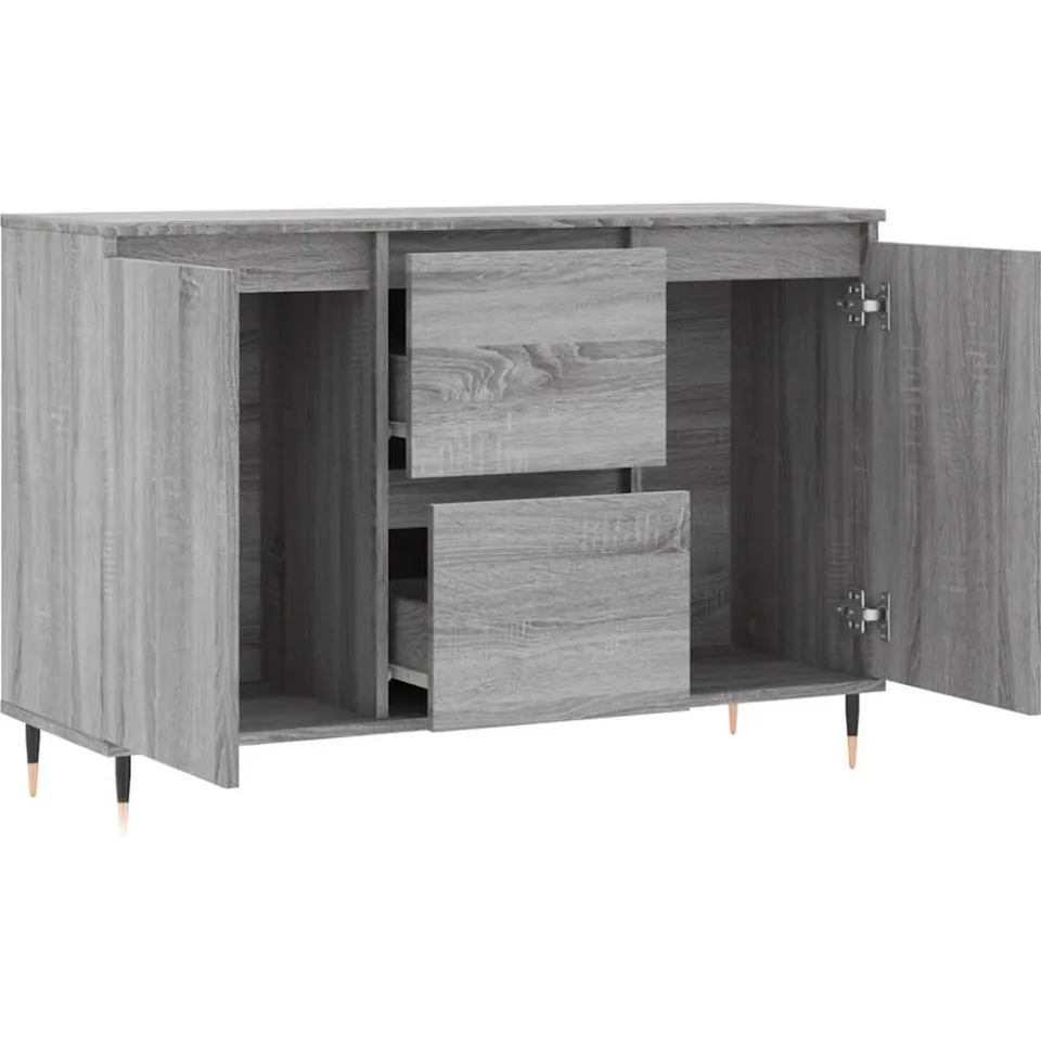 vidaXL Dressoir 101,5x35x70 cm bewerkt hout grijs sonoma eikenkleurig, foto 4