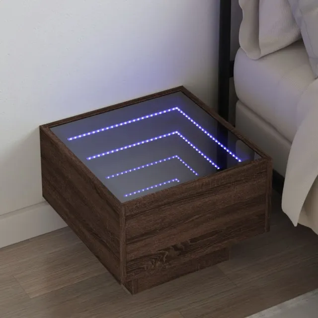 vidaXL Nachtkastje met Infinity LED 40x40x30 cm bruin eikenkleurig, foto 2