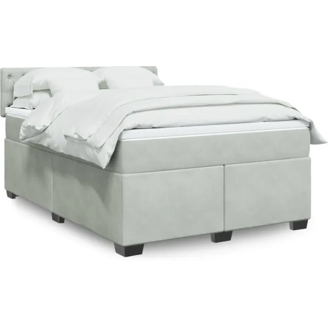 vidaXL Boxspring met matras fluweel lichtgrijs 160x200 cm grijs