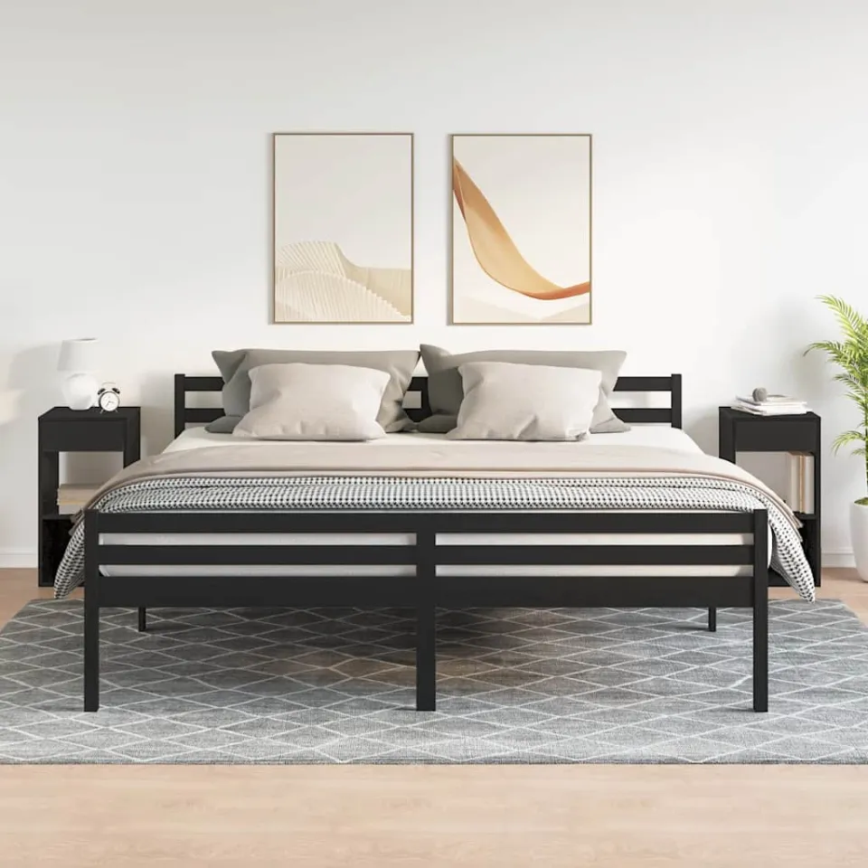 vidaXL Nachtkastjes 2 st met lade 35x34x66,5 cm zwart eikenkleurig, foto 2