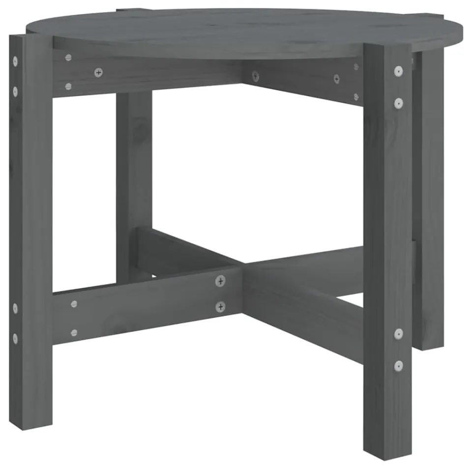 vidaXL Salontafel Ø 62,5x45 cm massief grenenhout grijs