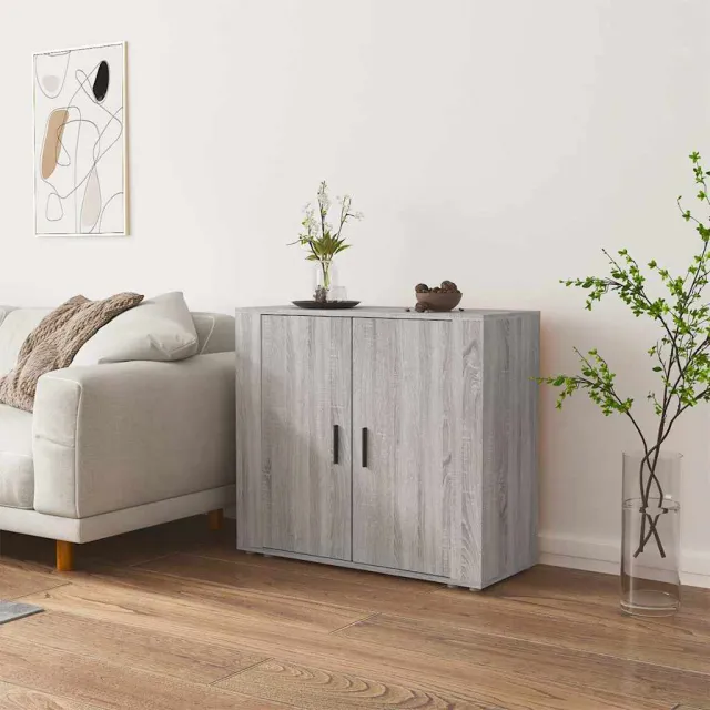 vidaXL Dressoir 80x33x70 cm bewerkt hout grijs sonoma eikenkleurig, foto 2