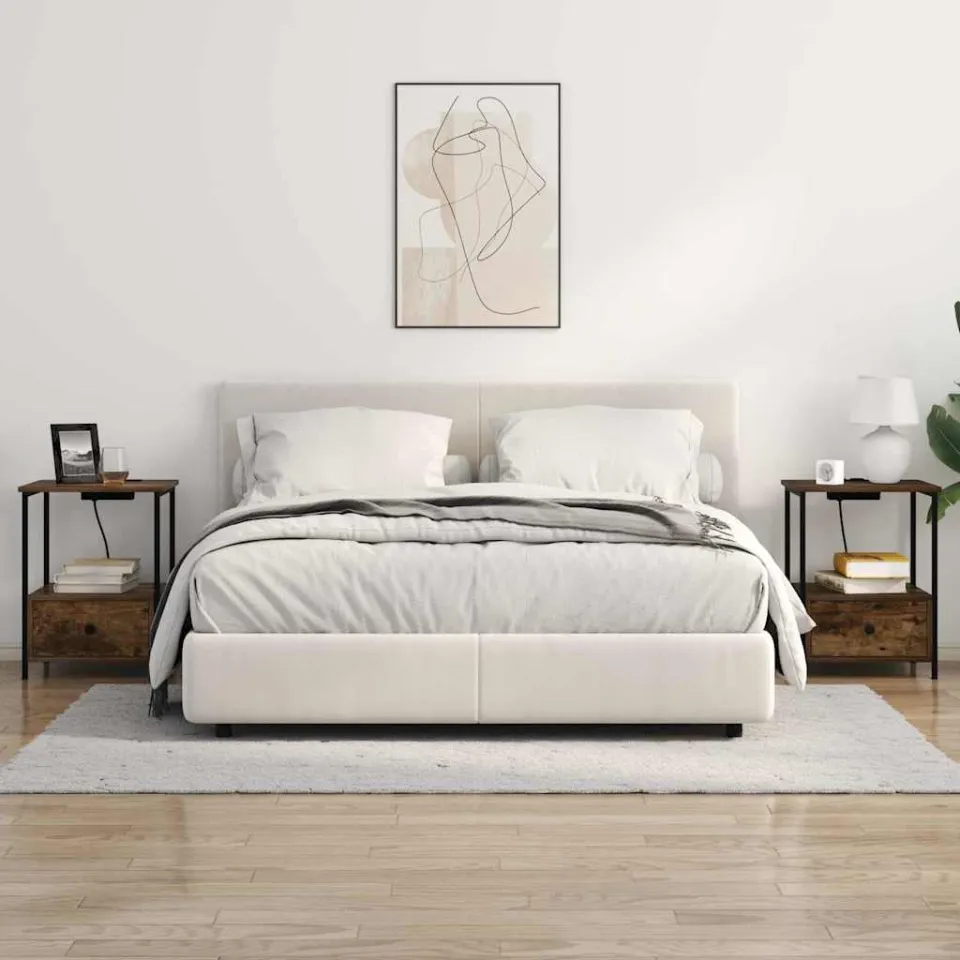 vidaXL Nachtkastje 2 st Gerookt eiken 42 x 41 x 56 cm Bewerkt hout, foto 4