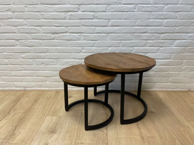 Mangohouten salontafel set van 2 Lente