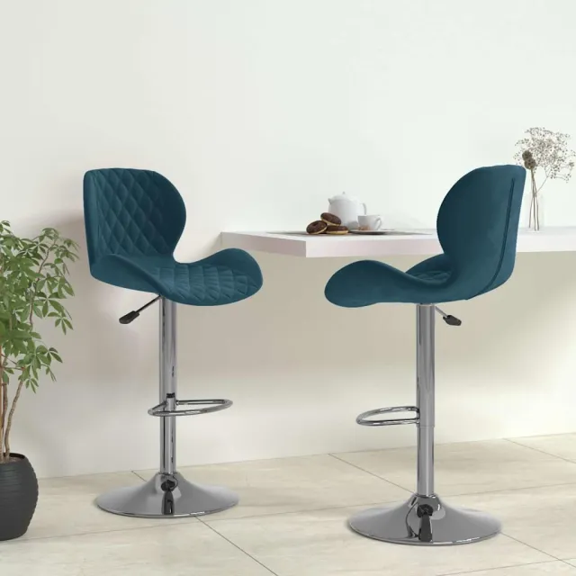 vidaXL Barkrukken 2 st fluweel blauw, foto 2