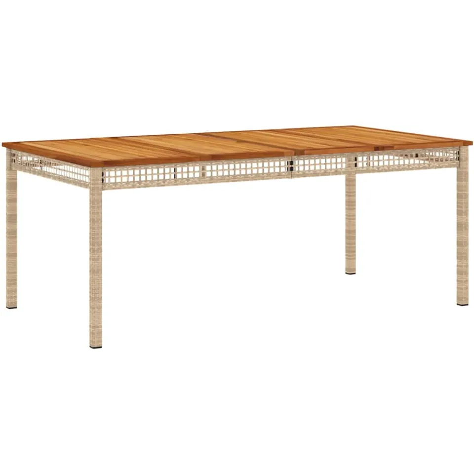 vidaXL Tuintafel 180x90x75 cm poly rattan en acaciahout beige