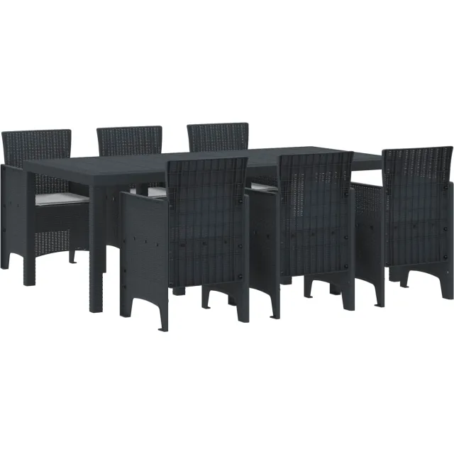 vidaXL Tuin eettafelset 7 st Antracietkleurig Polypropyleen Anthraciet