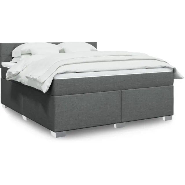 vidaXL Boxspring met matras stof donkergrijs 180x200 cm grijs