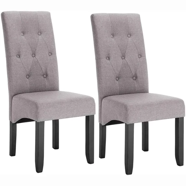 Corenia Eetkamerstoelen – Stoelen – Dining Chairs – Zetels – Zitten – Ergonomische Hoge Rugleuning – Duurzame Rubberhouten Poten - Linnen - Lichtgrijs
