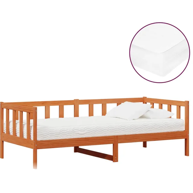 vidaXL Daybed met hoofdeinde Waxbruin en wit 90 x 200 cm