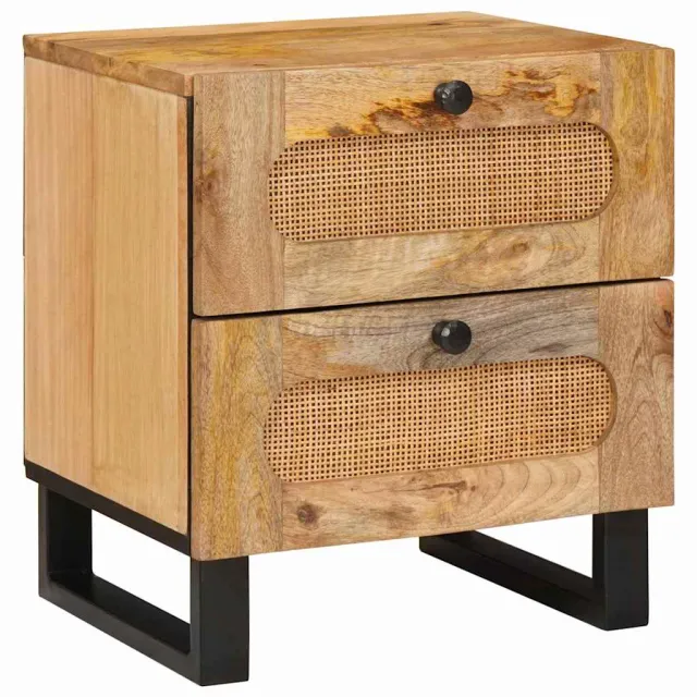 vidaXL Nachtkastje met lade Naturel 40 x 33 x 46 cm Massief Mango Hout Bruin