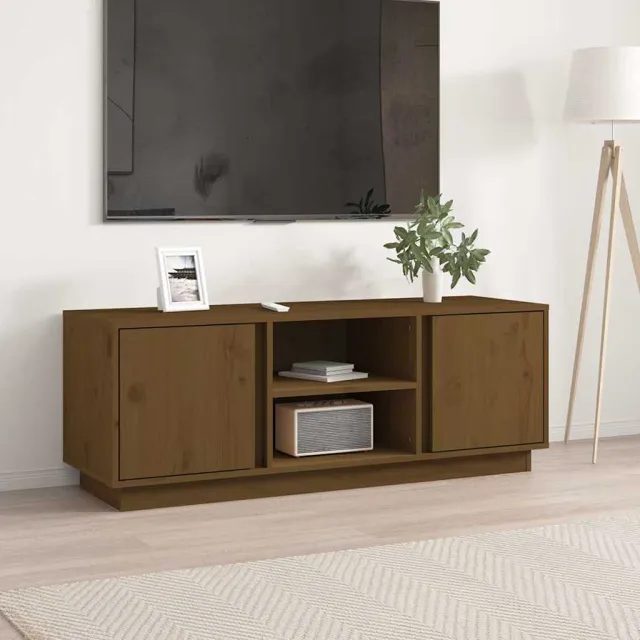 vidaXL Tv-meubel 110x35x40,5 cm massief grenenhout honingbruin bruin, foto 2