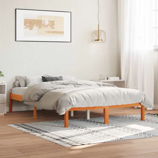 vidaXL Bed zonder matras massief grenenhout wasbruin 140x190 cm bruin