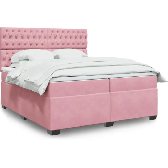 vidaXL Boxspring met matras fluweel roze 200x200 cm