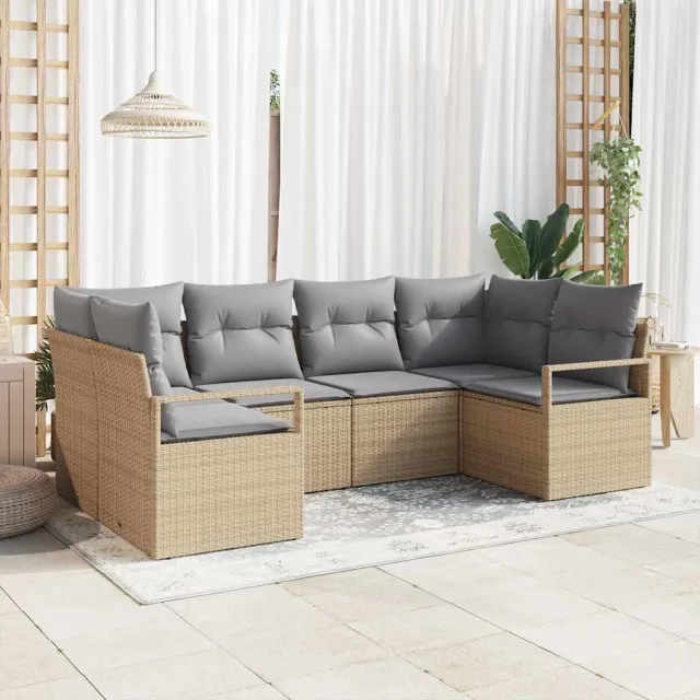 vidaXL Bankstel 6 st Beige poly rattan, foto 2