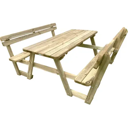 Solid Picknicktafel Set + Leuning Hout 180cm Groen