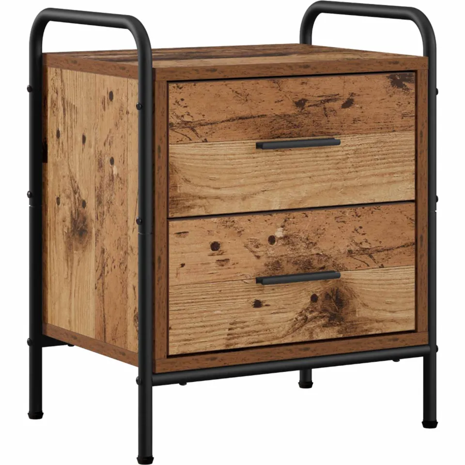 vidaXL Nachtkastje 2 st Oud hout 40 x 30 x 50 cm Bewerkt hout Bruin