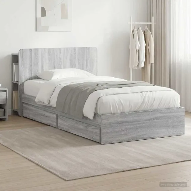 vidaXL Bedframe met opslag Grijs Sonoma 75 x 190 cm Bewerkt hout
