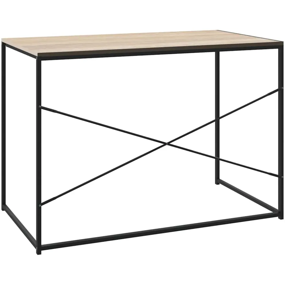vidaXL Computerbureau 110x60x70 cm bewerkt hout zwart en eikenkleurig, foto 4