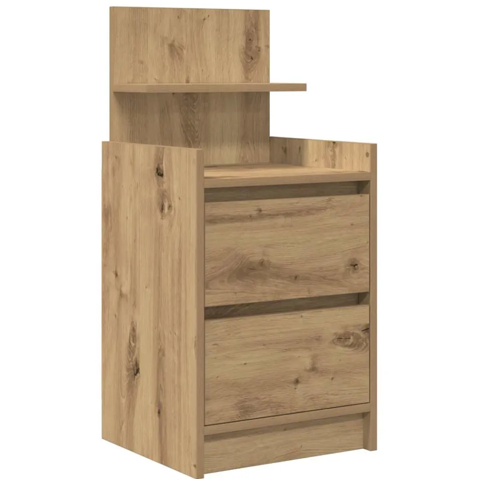 vidaXL Nachtkastje met 2 lades 38x34x80 cm artisanaal eikenkleurig Bruin