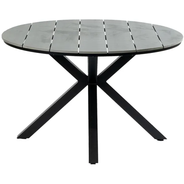 4 Seizoenen Tuinmeubelen Ronde tuintafel Cyprus 120 cm | 4 personen | Grey/Black | Polywood & aluminium Black, Grey