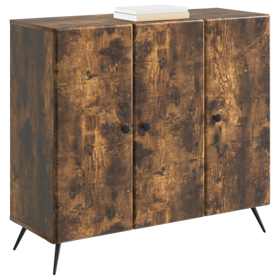 vidaXL Dressoir Gerookt eiken 89 x 34,5 x 80 cm Bewerkt hout Bruin