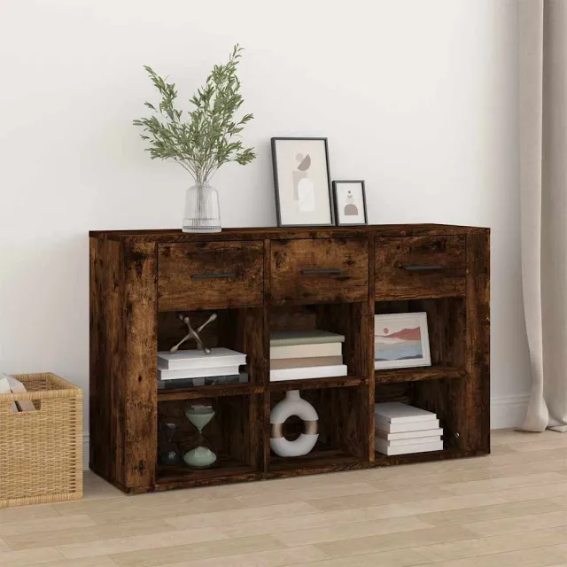 vidaXL Dressoir 100x30x59,5 cm bewerkt hout gerookt eikenkleurig Bruin