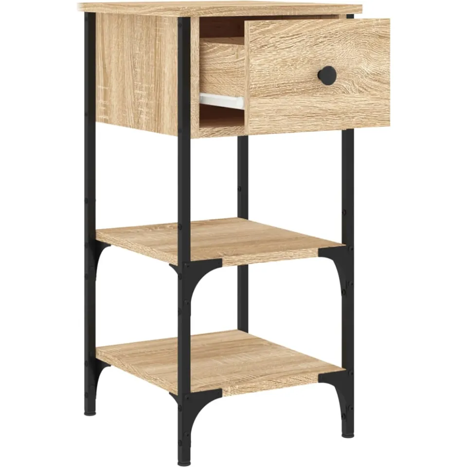 vidaXL Nachtkastjes 2 st 34x36x70 cm bewerkt hout sonoma eikenkleurig, foto 4