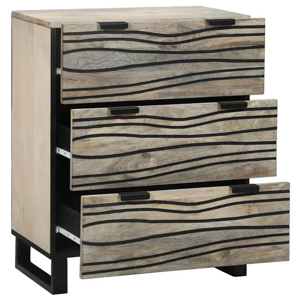 vidaXL Dressoir Wit 60 x 33,5 x 75 cm Massief mangohout, foto 2
