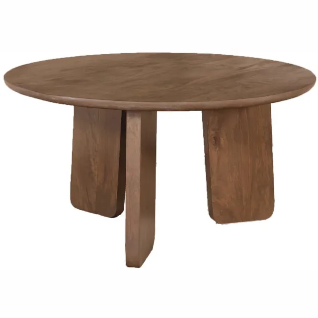 Lizzely Garden & Living Salontafel Japandi rond 80cm walnoot mangohout Kiko bijzettafel Japanse stijl