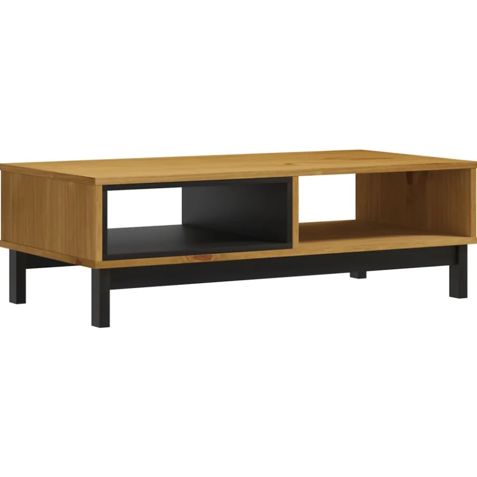 vidaXL Salontafel FLAM 100x50x32,5 cm massief grenenhout bruin, foto 3