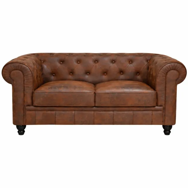 Meubeldistrict Chesterfield Bank - 2 Zits - Bruin Vintage - Leer - Sofa - Bankstel - Chesterfield