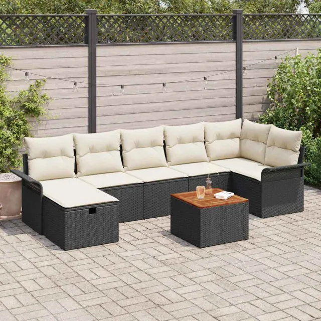 vidaXL Tuinbankenset 8 st Zwart poly rattan, foto 2