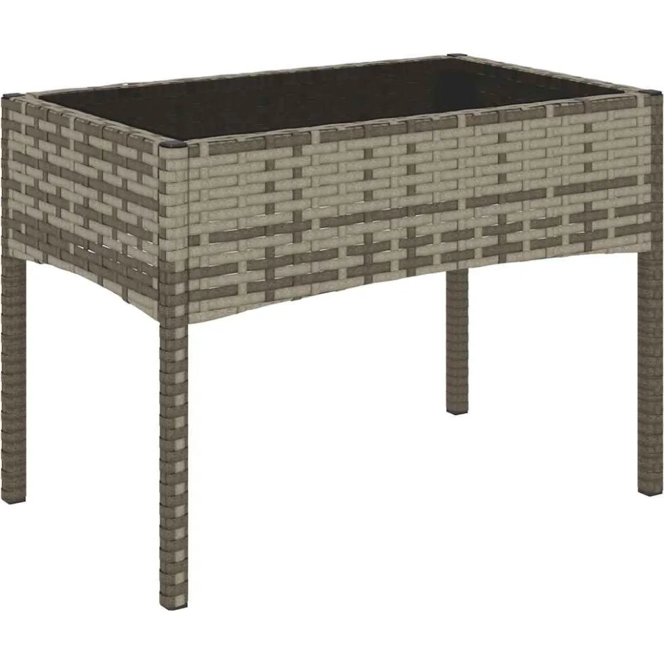 vidaXL 4-delige Loungeset met kussens poly rattan grijs, foto 3