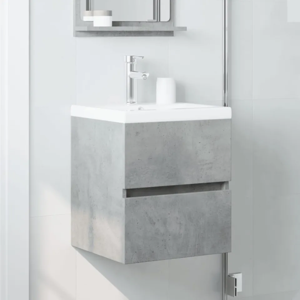 vidaXL Wastafelkast 41x38,5x45 cm spaanplaat betongrijs grijs, foto 2