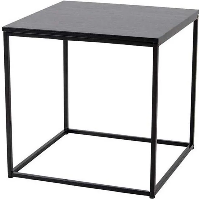 Artichok Karen Houten Bijzettafel Zwart - Vierkant - Kleine Salontafel - Metaal met Hout - Tafeltje - Industrieel - 45 x 45 x 45 cm