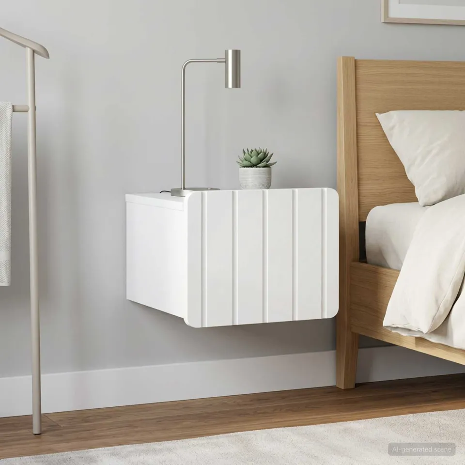 vidaXL Wandbeugel Bedkast 2 st Hoogglans Wit 33 x 34,5 x 24 cm, foto 4