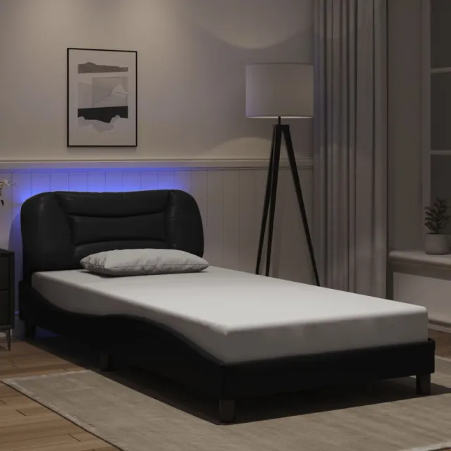 vidaXL Bedframe met LED zonder matras "Hvar" zwart 100x200 cm